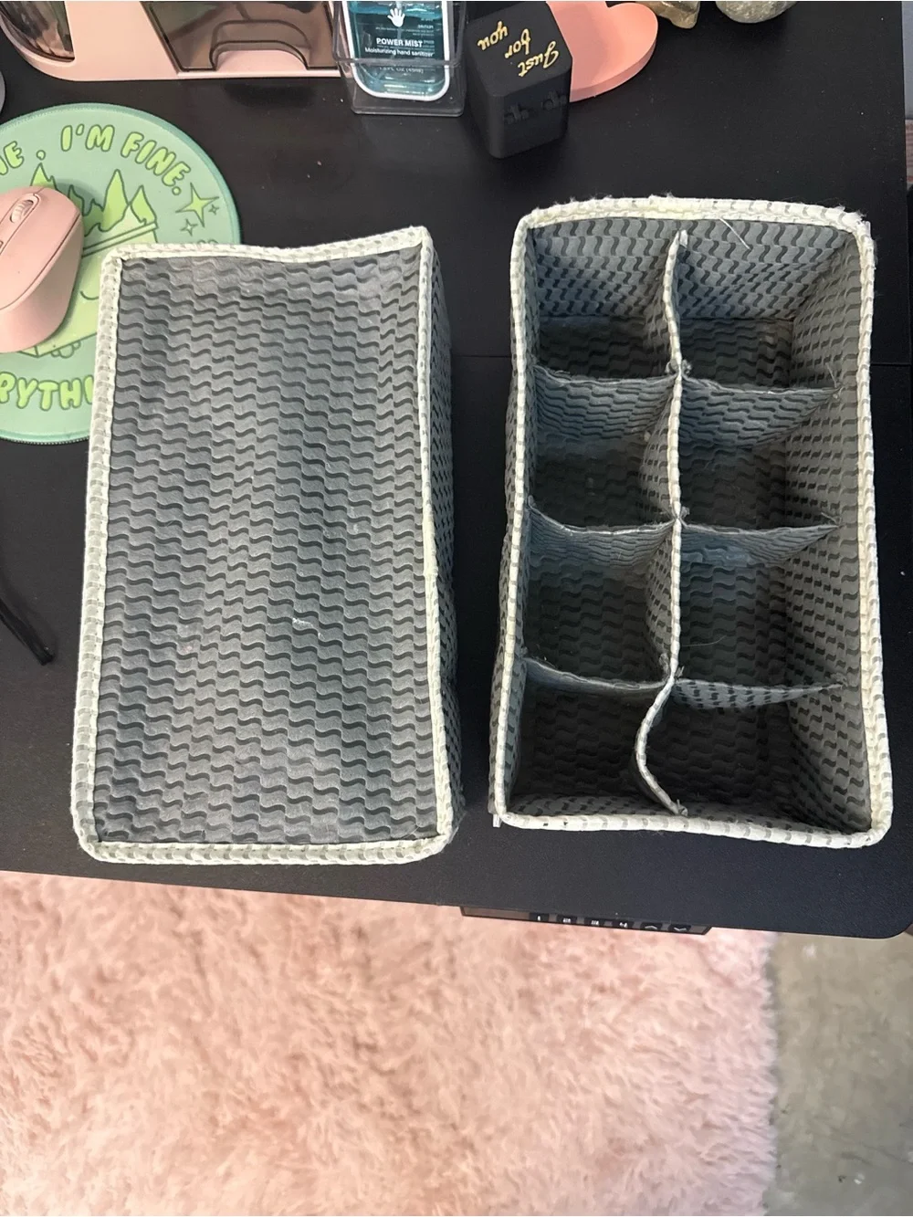 Gray Fabric Drawer Organizers - 2-Pack
